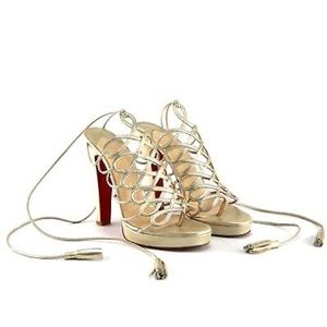 Christian Louboutin Salzbourg 120 Laceup Gold Sandal 37.5